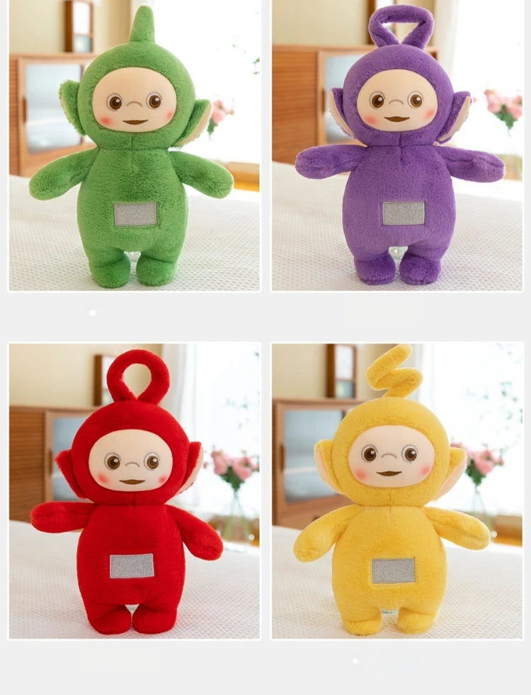 30/45/60cm miniso teletubbies boneca de pelúcia bonito laa-laa dispy anime boneca bonito teletubbies ação pelúcia esqueleto bonecas brinquedo presentes