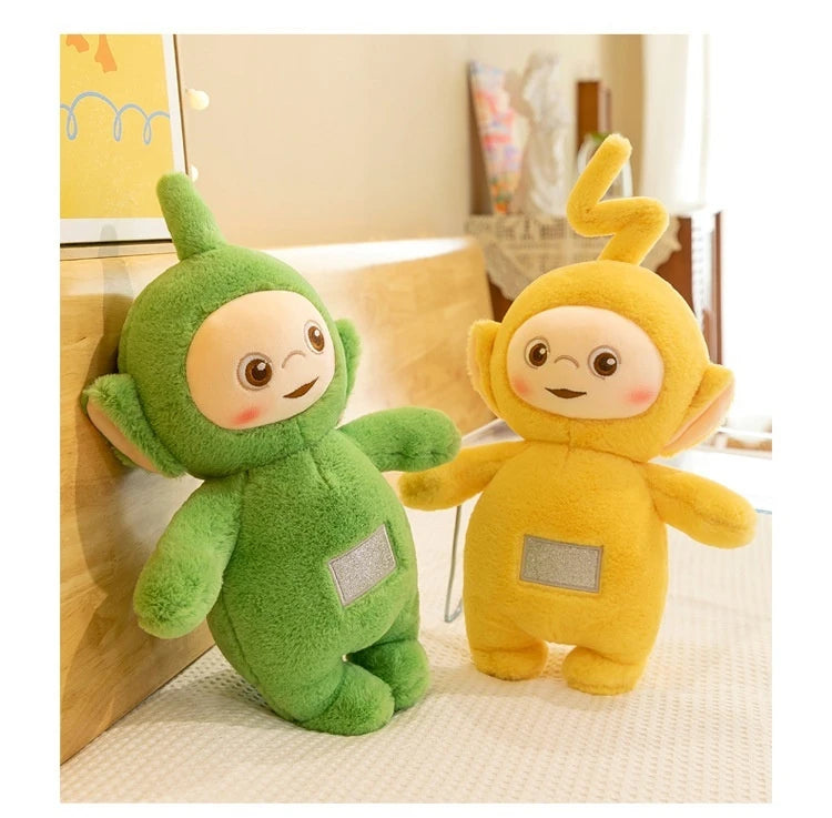 30/45/60cm miniso teletubbies boneca de pelúcia bonito laa-laa dispy anime boneca bonito teletubbies ação pelúcia esqueleto bonecas brinquedo presentes