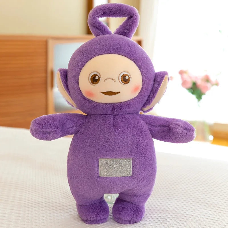 30/45/60cm miniso teletubbies boneca de pelúcia bonito laa-laa dispy anime boneca bonito teletubbies ação pelúcia esqueleto bonecas brinquedo presentes