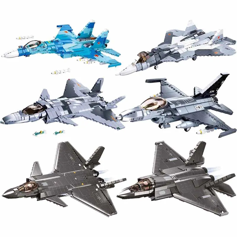 Sluban moderno helicóptero militar sukhoi Su-57 Su-27 aeronaves f/A-18 F-14 lutador segunda guerra mundial aeronaves blocos de construção modelo crianças brinquedos