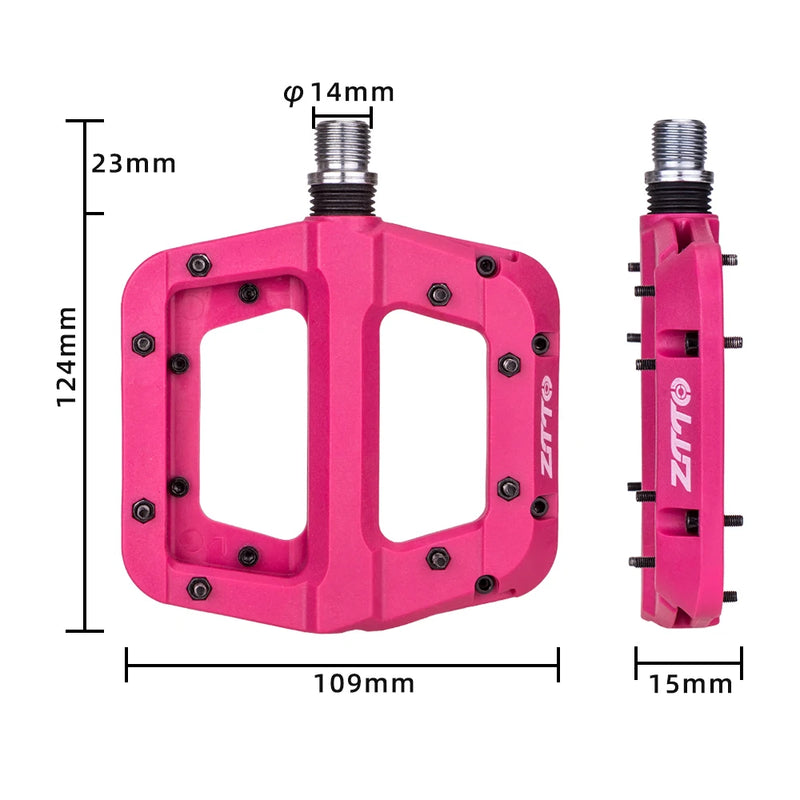 1 par pedais de bicicleta mtb antiderrapante pedais de bicicleta de montanha plataforma de fibra de náilon pedais planos 9/16 Polegada acessórios de bicicleta