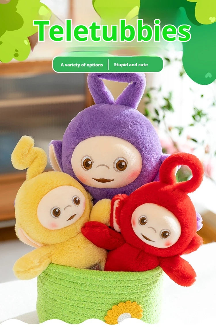 30/45/60cm miniso teletubbies boneca de pelúcia bonito laa-laa dispy anime boneca bonito teletubbies ação pelúcia esqueleto bonecas brinquedo presentes