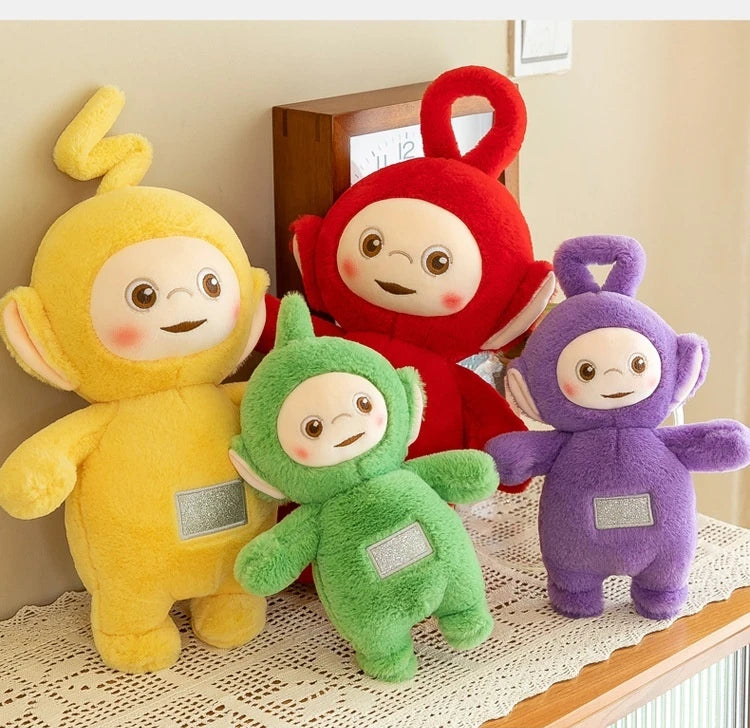 30/45/60cm miniso teletubbies boneca de pelúcia bonito laa-laa dispy anime boneca bonito teletubbies ação pelúcia esqueleto bonecas brinquedo presentes