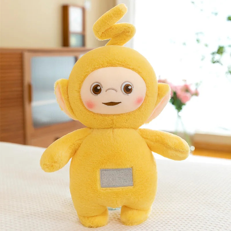 30/45/60cm miniso teletubbies boneca de pelúcia bonito laa-laa dispy anime boneca bonito teletubbies ação pelúcia esqueleto bonecas brinquedo presentes